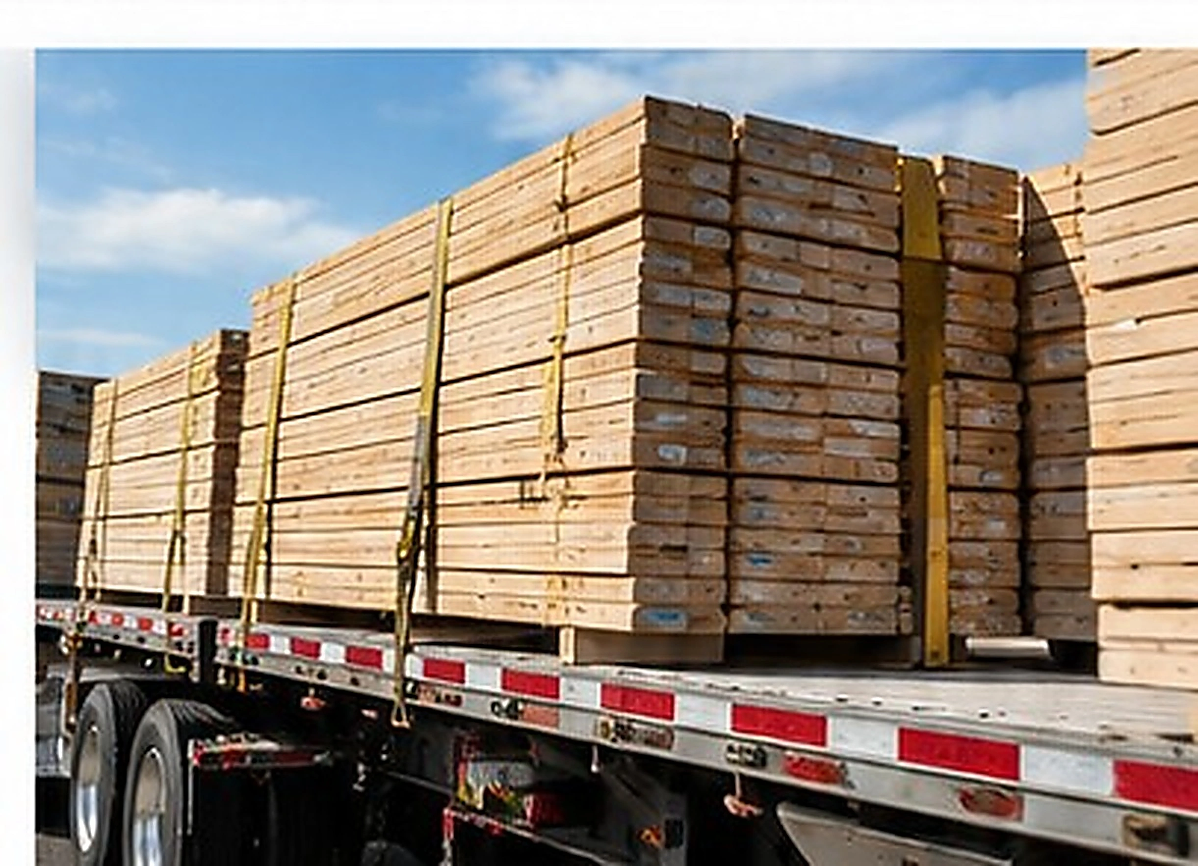 Flatbed hauling timber crane mats