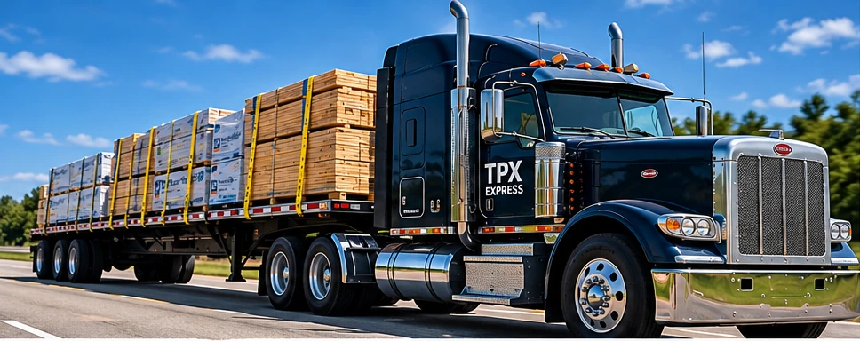 Flatbed transportation of lumber and construction building materials
