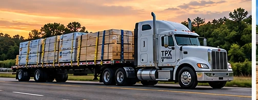 Flatbed transportation of lumber and construction building materials