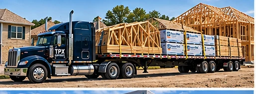 Flatbed transportation of lumber and construction building materials