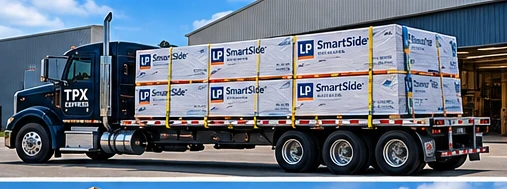 Flatbed transportation of lumber and construction building materials